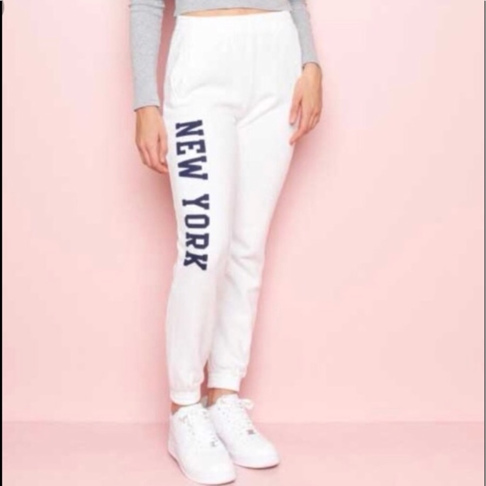 Brandy Melville white New York sweats